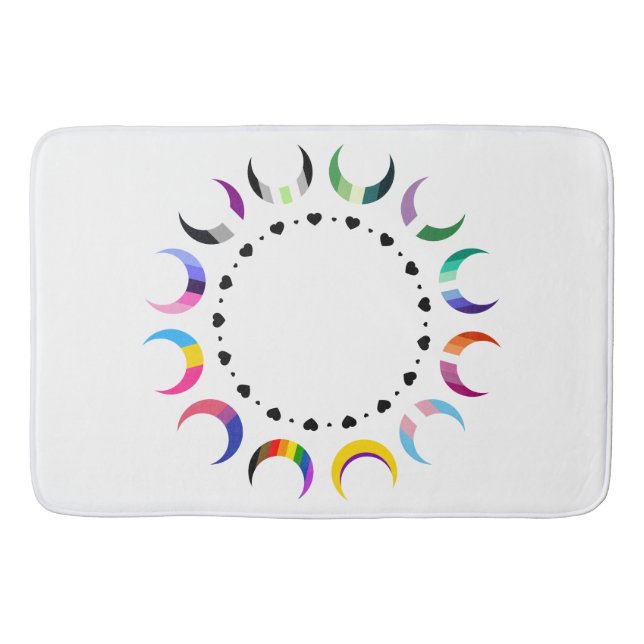 Tapis De Bain Crescent Pride Lunes et Coeurs Noirs (Devant)