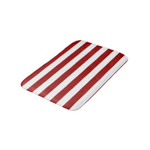 Tapis De Bain Crimson rouge et blanc rayures