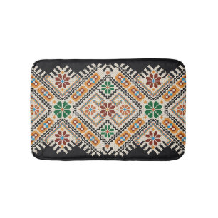 Tapis De Bain Crochet ukrainien : Motif artisanal ethnique.