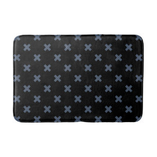 Tapis De Bain Crochets bleu-gris sur noir