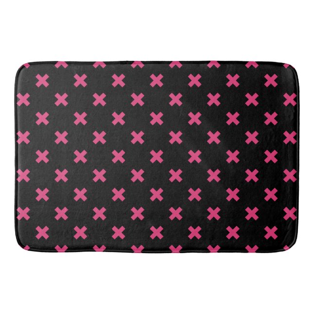 Tapis De Bain Crochis Fuchsia sur noir (Devant)
