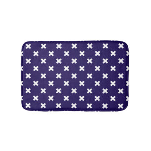Tapis De Bain Croix blanches sur bleu marine