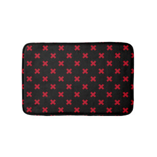 Tapis De Bain Croix rouge coutures sur noir