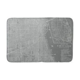 Tapis De Bain Croquis de carte de ville de Chicago