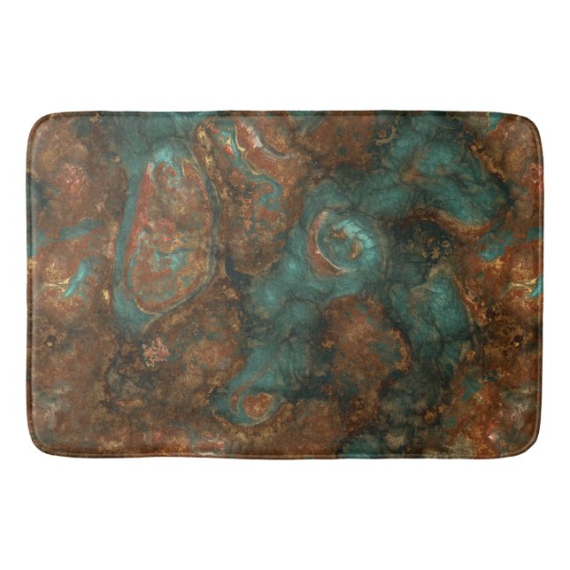 Tapis De Bain Cuivre et pierre turquoise Abstrait (Devant)