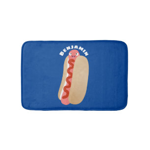 Tapis De Bain Curieux hot dog Weiner dessin animé