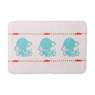 Tapis De Bain Cute Blue Elephant Kids Baby Nursery