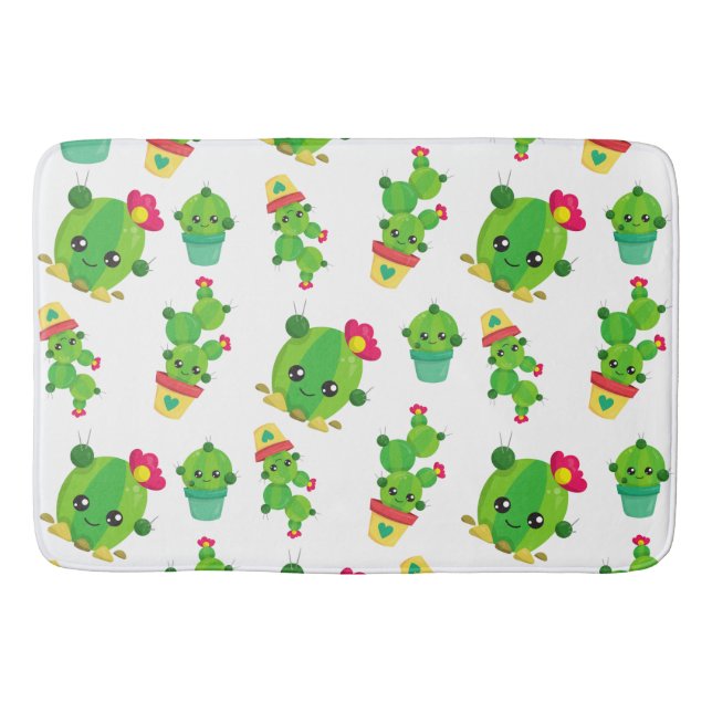 Tapis De Bain Cute Cactus, Green Cactus, Motif Cactus (Devant)