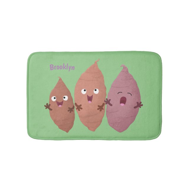 Tapis De Bain Cute chantant des patates douces caricaturales lég (Devant)