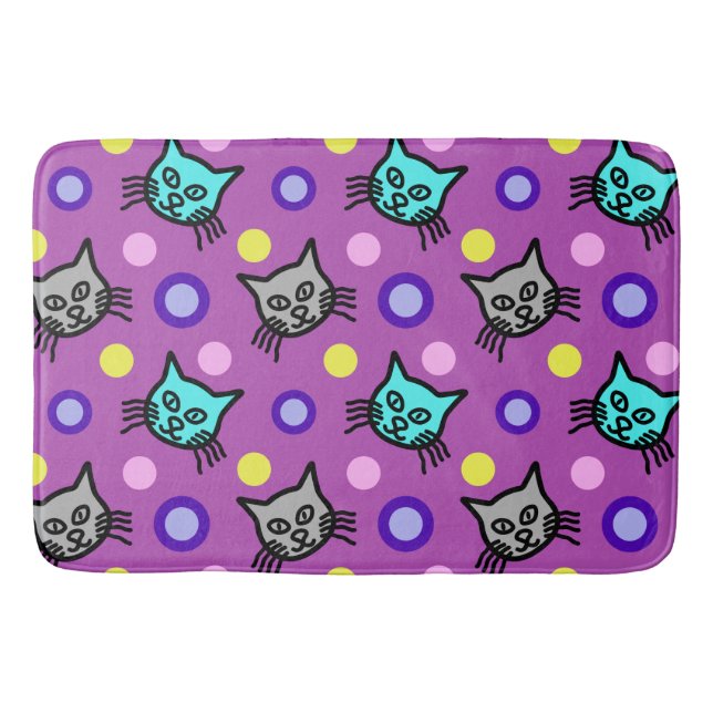 Tapis De Bain Cute Chats Motif en Violet Gros Mat Bain (Devant)