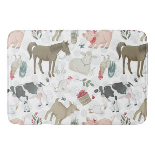 Tapis De Bain Cute Country Agritourisme Animaux Vaches Moutons C