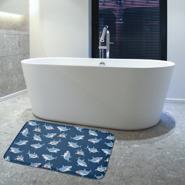 Tapis De Bain Cute Great White Sharks Motif Océan (Cute Great White Sharks Ocean Pattern Bath Mat)