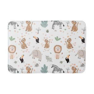 Tapis De Bain Cute Jungle Rainforest Animaux Motif