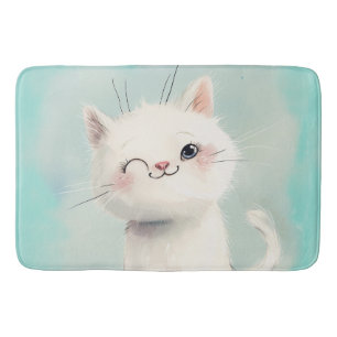 Tapis De Bain Cute Kitten blanc