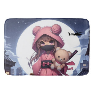 Tapis De Bain Cute ninja guerrière fille & teddy