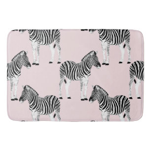 Tapis De Bain Cute Noir Blanc Zèbre Animal Rose Design