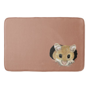 Tapis De Bain Cute Petite Souris Jetant un oeil à l'aquarelle An