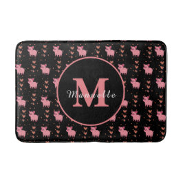 Tapis De Bain Cute Pig Piggy Monogramme Personnalisé Nom de l'en
