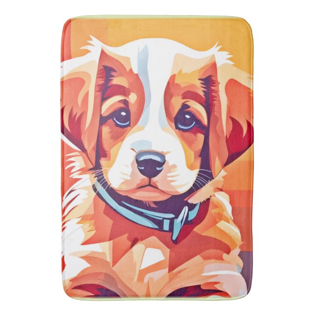Tapis De Bain Cute Puppy Pop Art (devant Vertical)