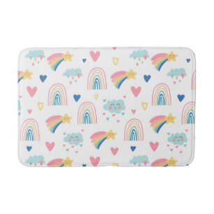 Tapis De Bain Cute Rainbow Hearts & Clouds Motif