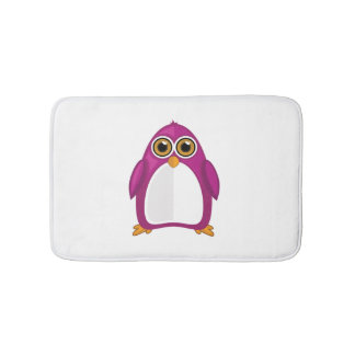 Tapis De Bain Cute Red Violet Penguin – Kawaii Cartoon Penguin