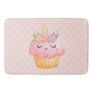 Tapis De Bain Cute rose Cupcake Unicorn avec Rose