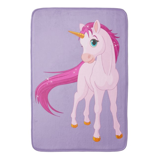 Tapis De Bain Cute rose Unicorne Mat de bain (devant Vertical)