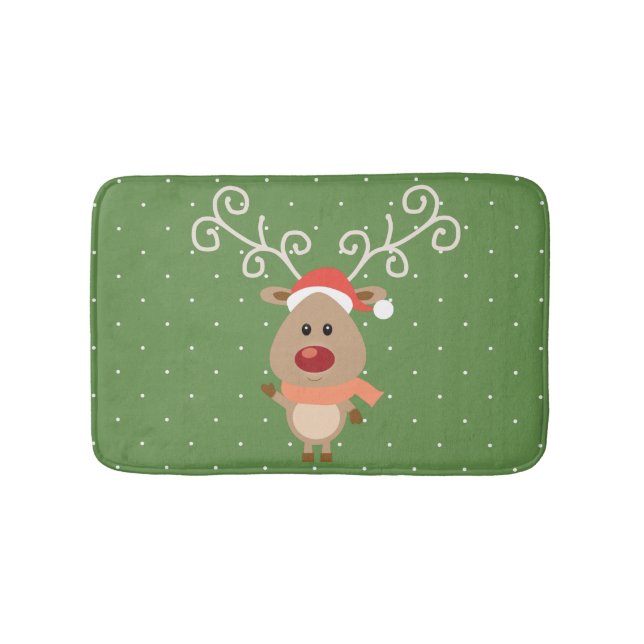 Tapis De Bain Cute Rudolph, dessin de rennes à nez rouge (Devant)