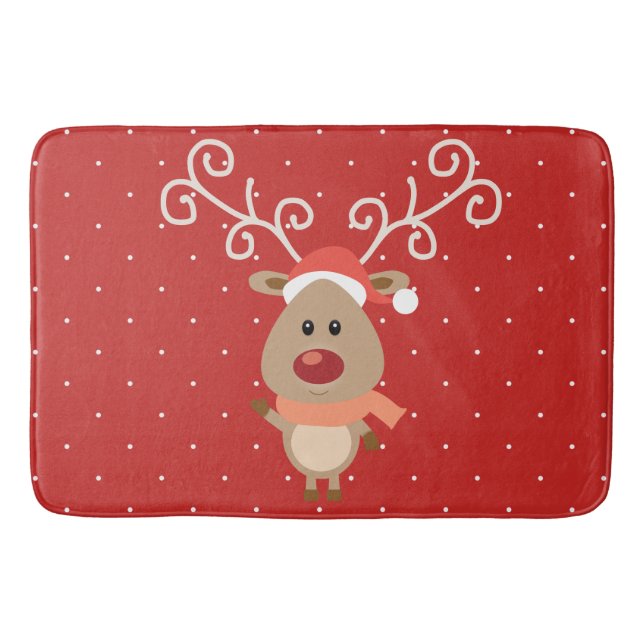 Tapis De Bain Cute Rudolph, dessin de rennes à nez rouge (Devant)