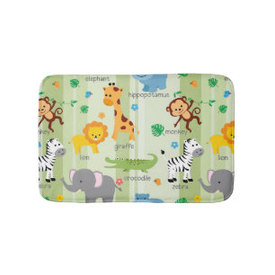 Tapis De Bain Cute Safari Animaux Nursery Motif
