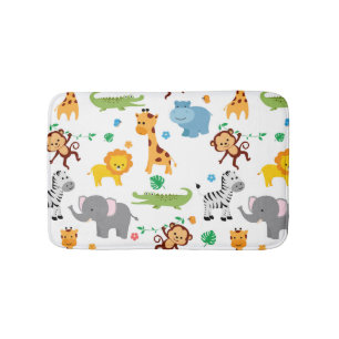 Tapis De Bain Cute Safari Animaux Nursery Motif