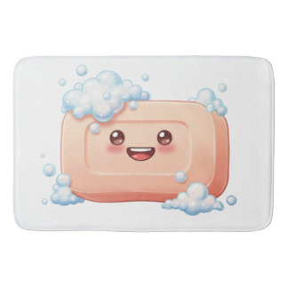 Tapis De Bain Cute Smiling Soap Bar with Bubbles