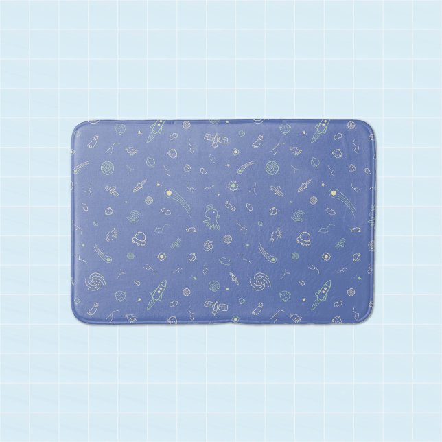 Tapis de bain Cute Space Doodle (Step into the stars right after your shower.)