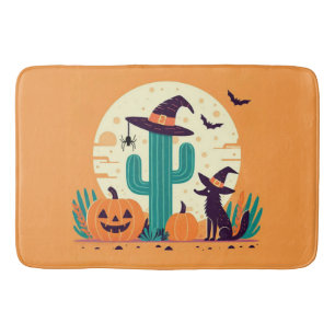 Tapis De Bain Cute, sud-ouest du désert d'Halloween/cactus