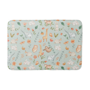 Tapis De Bain Cute Turquoise bébé animal Pastel Motif
