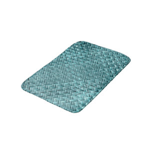 Tapis De Bain Cute Turquoise Turquoise Bleu Faux Rattan Motif