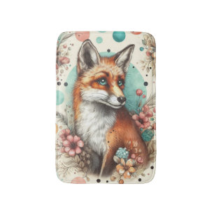 Tapis De Bain Cute Vintage Watercolo Fox peinture