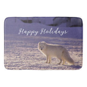 Tapis De Bain Cute White Arctic Fox neige hiver Photographie
