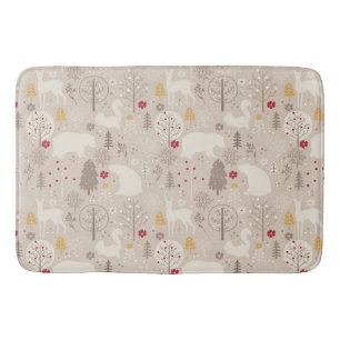 Tapis De Bain Cute Woodland Animaux Nordic Motif Noël