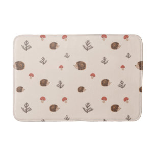 Tapis De Bain Cute Woodland Hérisson et Motif de champignons