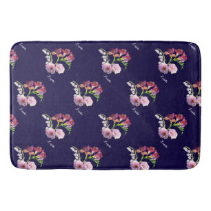 Tapis De Bain Cuve à bain bleu floral