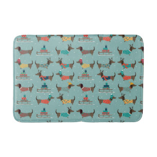 Tapis De Bain Dachshund de vacances avec cadeaux et Motif de sle