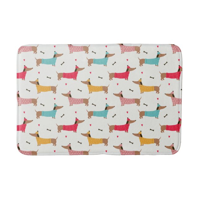 Tapis De Bain Dachshunds en Sweaters Motif de vacances (Devant)