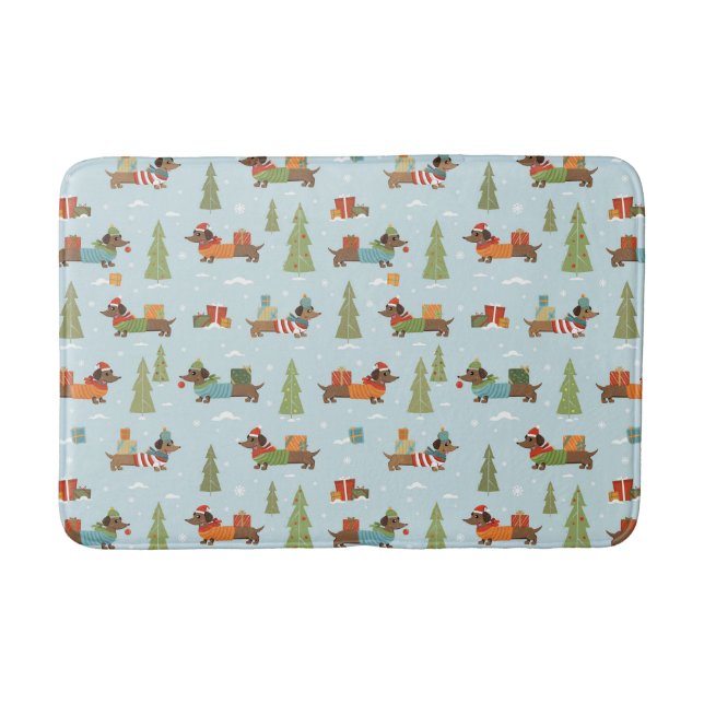 Tapis De Bain Dachshunds festifs dans le Motif de neige (Devant)