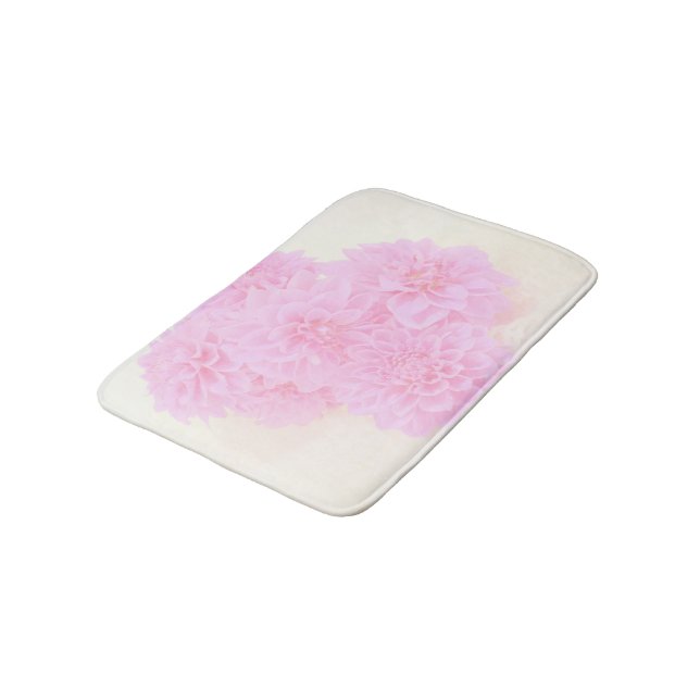 Tapis De Bain Dahlias En Rose Doux (Angle)