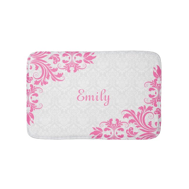 Tapis De Bain Damas Blanches Et Flacons Roses (Devant)
