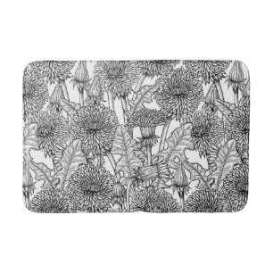 Tapis De Bain Dandelions, noir et blanc