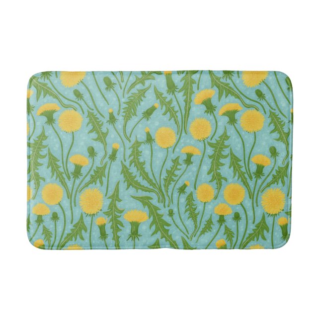 Tapis De Bain Dandelions, vert, jaune et bleu (Devant)
