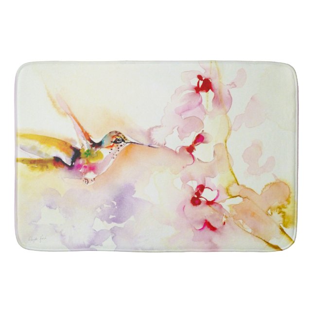 Tapis De Bain "Dans" la copie rose de colibri (Devant)