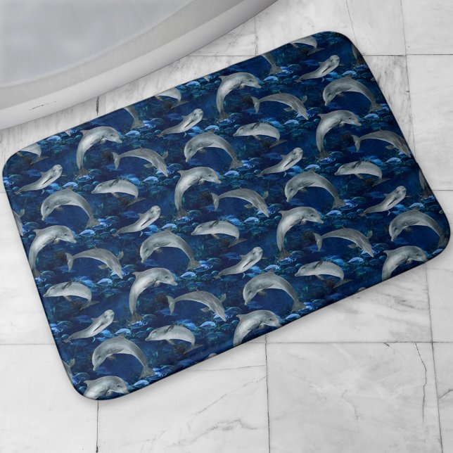 Tapis De Bain Dauphins sous-marins et natation de poissons (Créateur téléchargé)